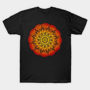 Red-Orange Flower Mandala T-Shirt